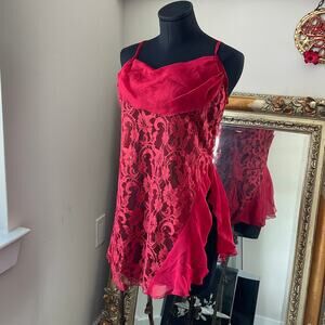 Vintage Ruffle VTG Shirley of Hollywood Floral Lace Cowl Neck Babydoll Size M